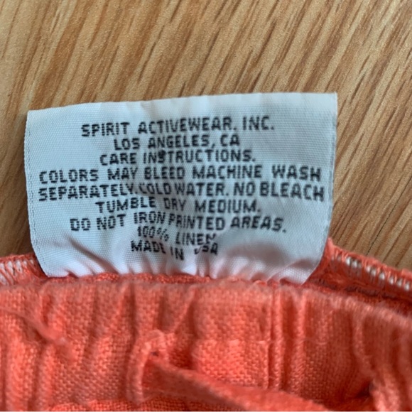Women's Linen Wide Leg Pants with Drawstring Orange Size S/M Boho Beachy Coastal - Picture 4 of 12